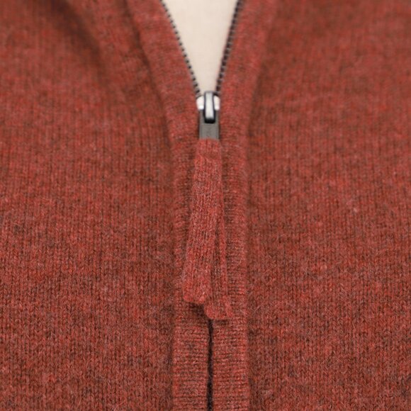 WRAP LONDON Cashmere Organic Cotton Zip-Up Hoodie Merlot Chilli Size US 14 - Picture 7 of 9